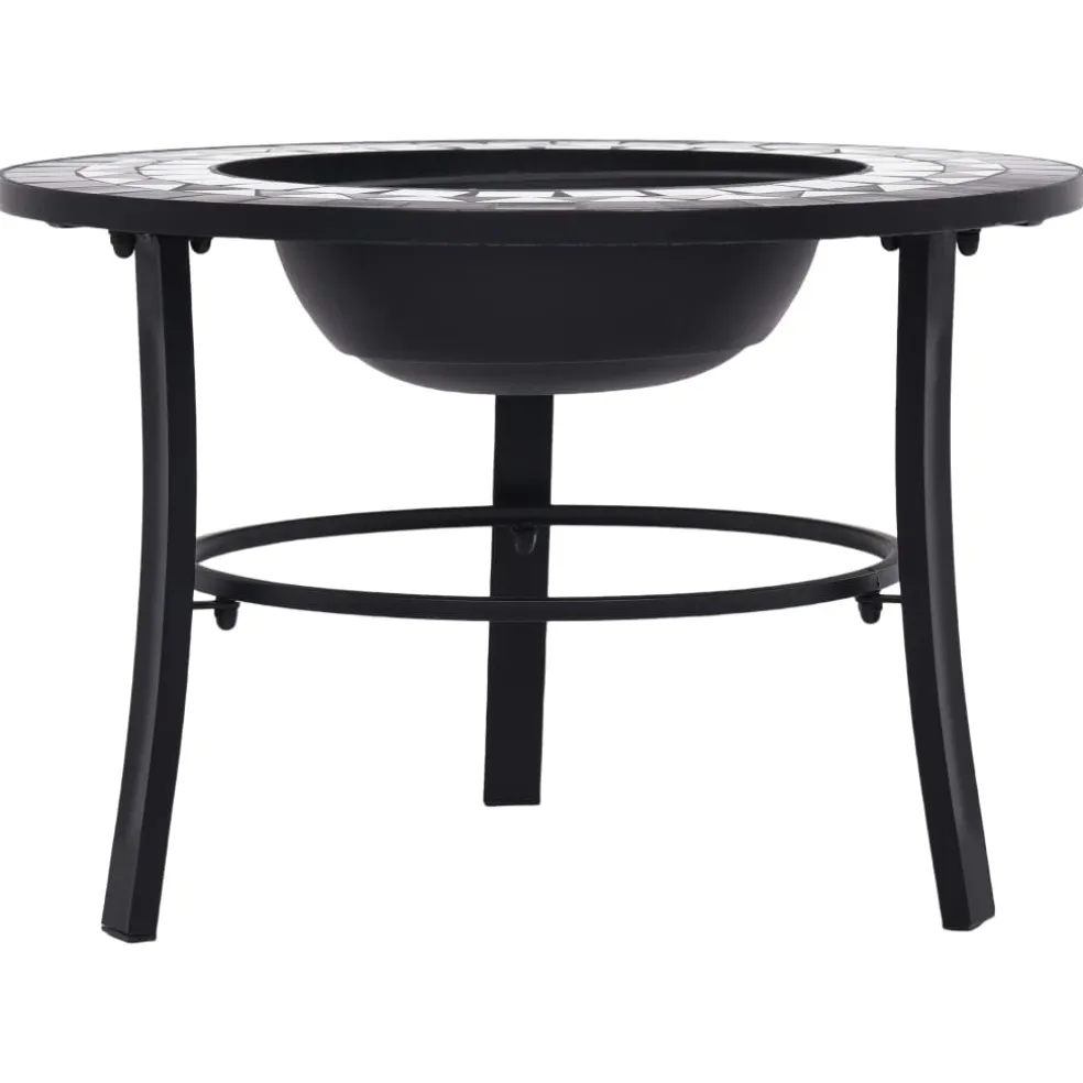 vidaXL Vuurschaal mozaïek 68 cm keramiek zwart en wit