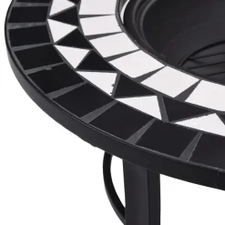 vidaXL Vuurschaal mozaïek 68 cm keramiek zwart en wit