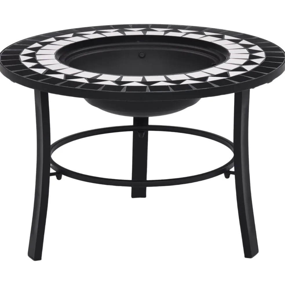 vidaXL Vuurschaal mozaïek 68 cm keramiek zwart en wit
