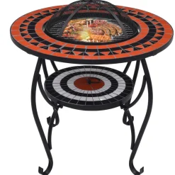 vidaXL Vuurtafel mozaïek 68 cm keramiek terracottakleurig en wit