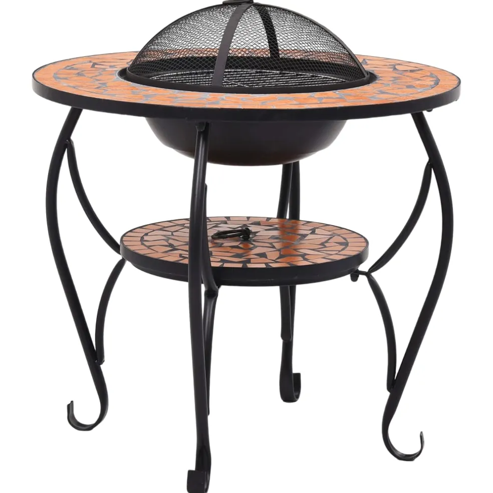 vidaXL Vuurtafel mozaïek 68 cm keramiek terracottakleurig