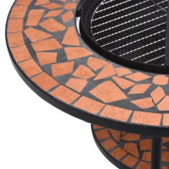 vidaXL Vuurtafel mozaïek 68 cm keramiek terracottakleurig
