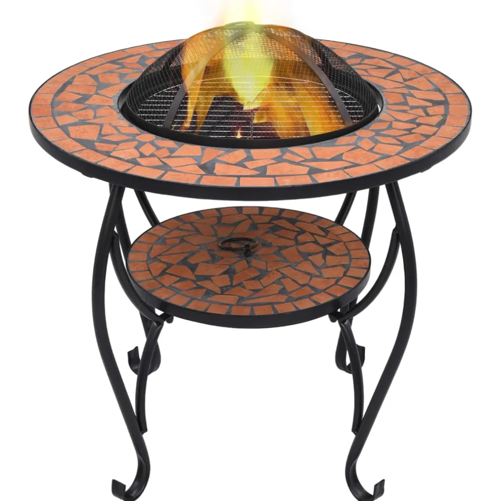 vidaXL Vuurtafel mozaïek 68 cm keramiek terracottakleurig