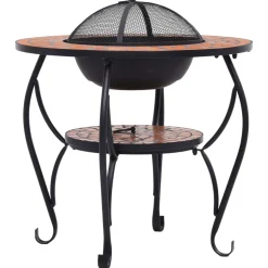 vidaXL Vuurtafel mozaïek 68 cm keramiek terracottakleurig
