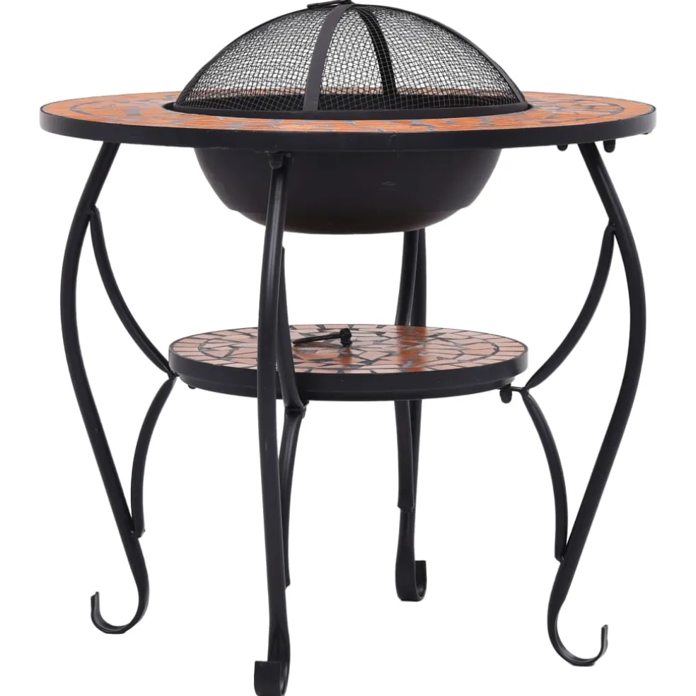 vidaXL Vuurtafel mozaïek 68 cm keramiek terracottakleurig