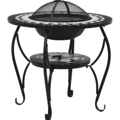 vidaXL Vuurtafel mozaïek 68 cm keramiek zwart en wit