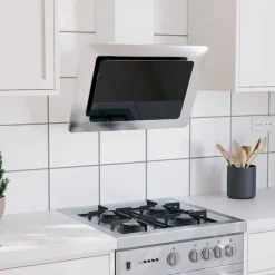 vidaXL Wandafzuigkap 60 cm roestvrij staal gehard glas zilverkleurig