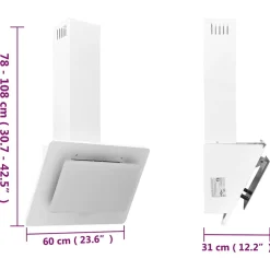 vidaXL Wandafzuigkap 60 cm roestvrij staal en gehard glas wit