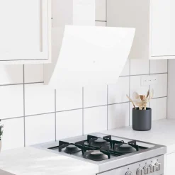 vidaXL Wandafzuigkap 60 cm staal en gehard glas wit