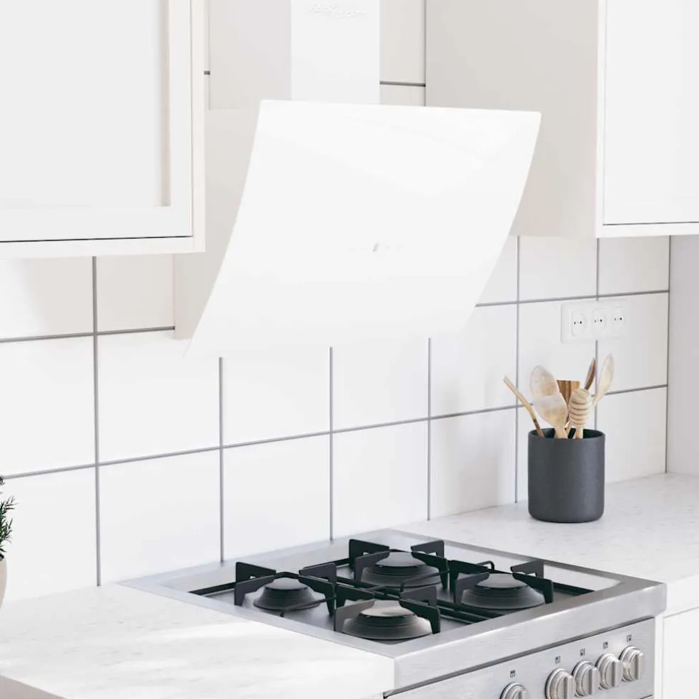vidaXL Wandafzuigkap 60 cm staal en gehard glas wit