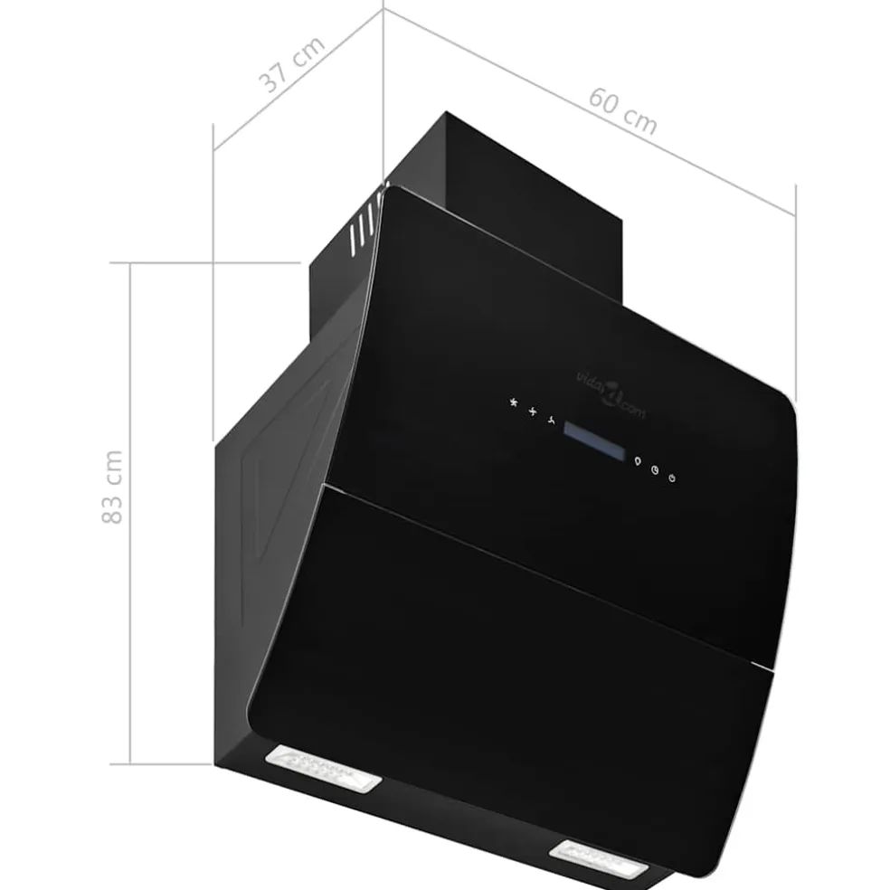 vidaXL Wandafzuigkap 756 m³/u 60 cm roestvrij staal zwart