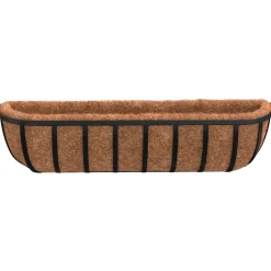 vidaXL Wandbakken 2 st met kokosvezel 61x19x16 cm staal zwart