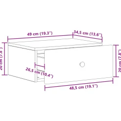 vidaXL Wandbeugel Bedkast Sonoma Eiken 49 x 34,5 x 20 cm Bewerkt hout