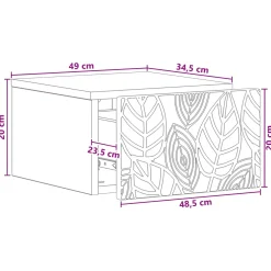 vidaXL Wandbeugel Bedkast Wit 49 x 34,5 x 20 cm Bewerkt hout