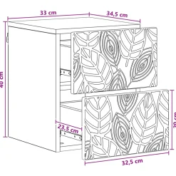 vidaXL Wandbeugel Bedkast Wit 34,5 x 33 x 40 cm Bewerkt hout
