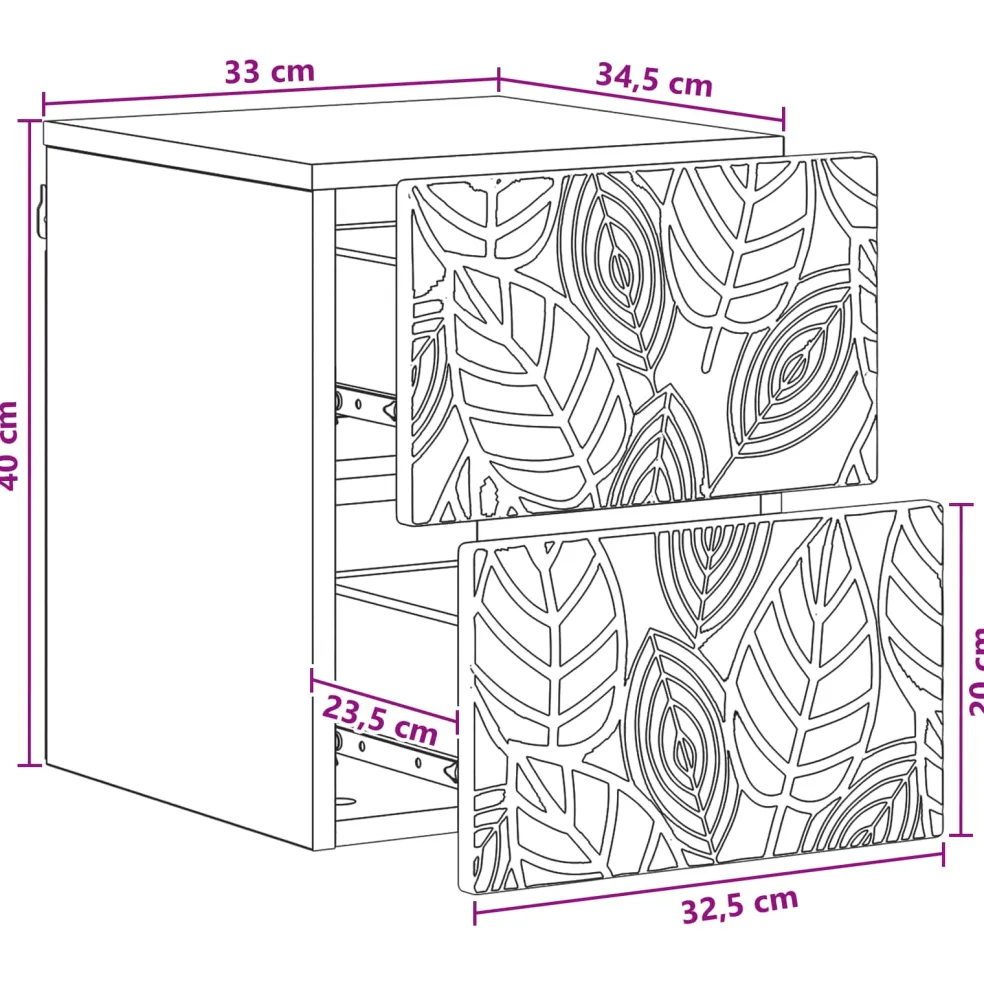 vidaXL Wandbeugel Bedkast Wit 34,5 x 33 x 40 cm Bewerkt hout