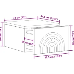 vidaXL Wandbeugel Bedkast Zwart 33 x 34,5 x 20 cm Bewerkt hout
