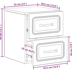 vidaXL Wandbeugel Bedkast Zwart 34,5 x 33 x 40 cm Bewerkt hout