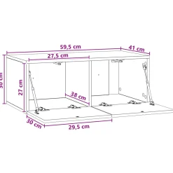 vidaXL Wandbeugel TV-kast 59,5 x 41 x 30 cm Zwart Bewerkt hout