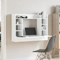 vidaXL Wandbureau 105x48x75 cm bewerkt hout wit