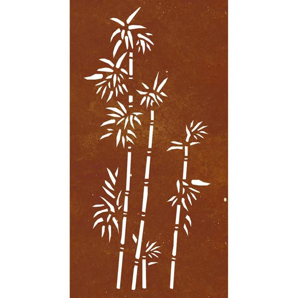vidaXL Wanddecoratie tuin bamboe-ontwerp 105x55 cm cortenstaal
