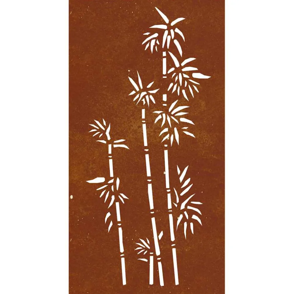 vidaXL Wanddecoratie tuin bamboe-ontwerp 105x55 cm cortenstaal