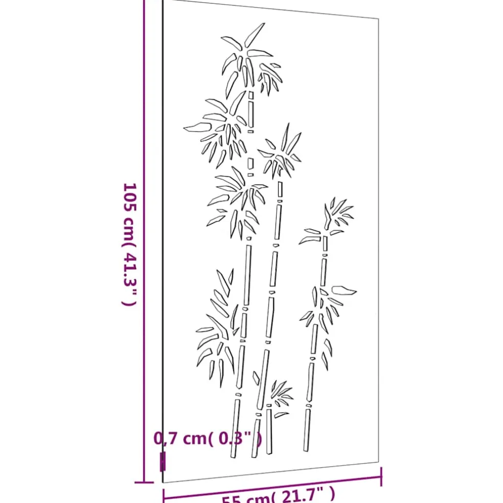 vidaXL Wanddecoratie tuin bamboe-ontwerp 105x55 cm cortenstaal