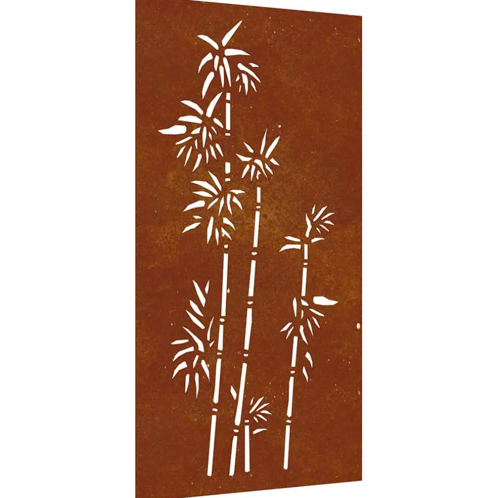 vidaXL Wanddecoratie tuin bamboe-ontwerp 105x55 cm cortenstaal