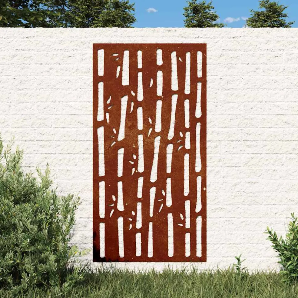 vidaXL Wanddecoratie tuin bamboe-ontwerp 105x55 cm cortenstaal
