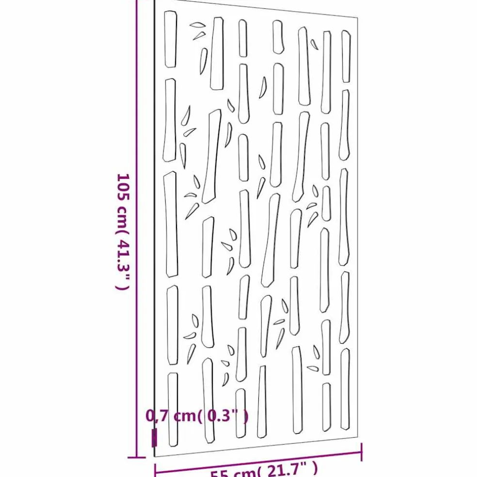 vidaXL Wanddecoratie tuin bamboe-ontwerp 105x55 cm cortenstaal