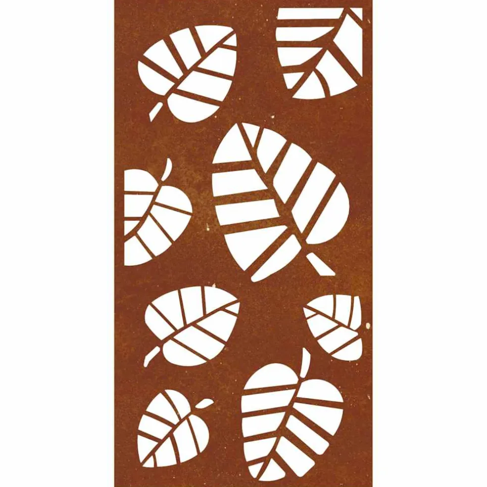vidaXL Wanddecoratie tuin bladontwerp 105x55 cm cortenstaal