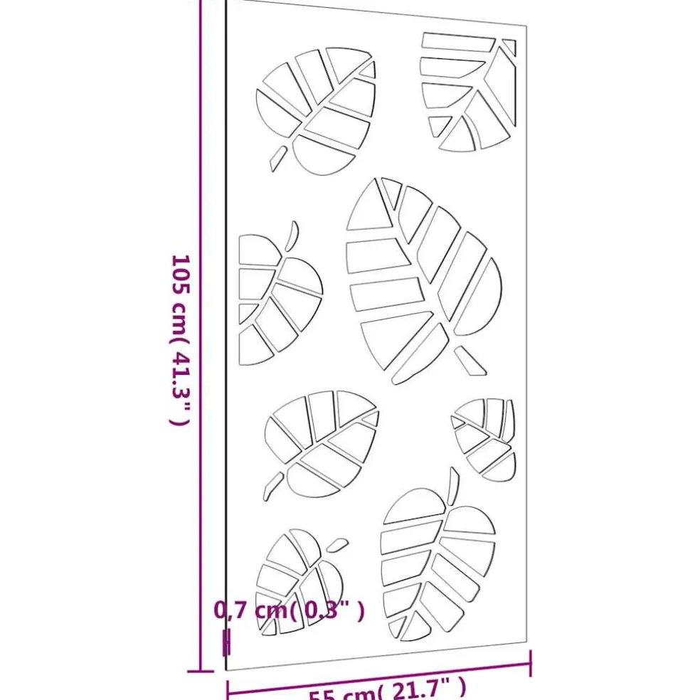 vidaXL Wanddecoratie tuin bladontwerp 105x55 cm cortenstaal
