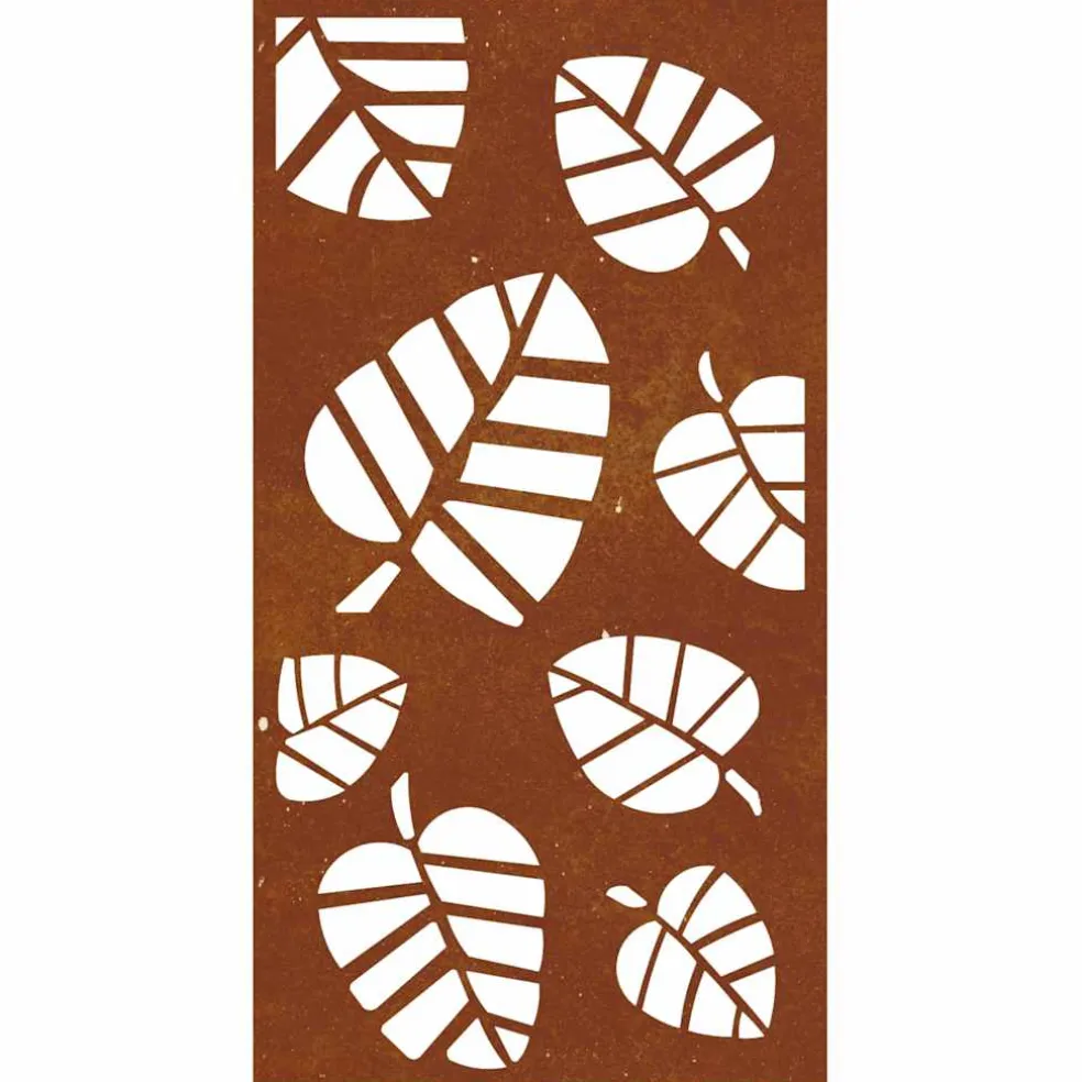 vidaXL Wanddecoratie tuin bladontwerp 105x55 cm cortenstaal