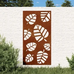 vidaXL Wanddecoratie tuin bladontwerp 105x55 cm cortenstaal