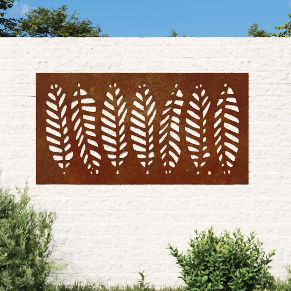 vidaXL Wanddecoratie tuin bladontwerp 105x55 cm cortenstaal