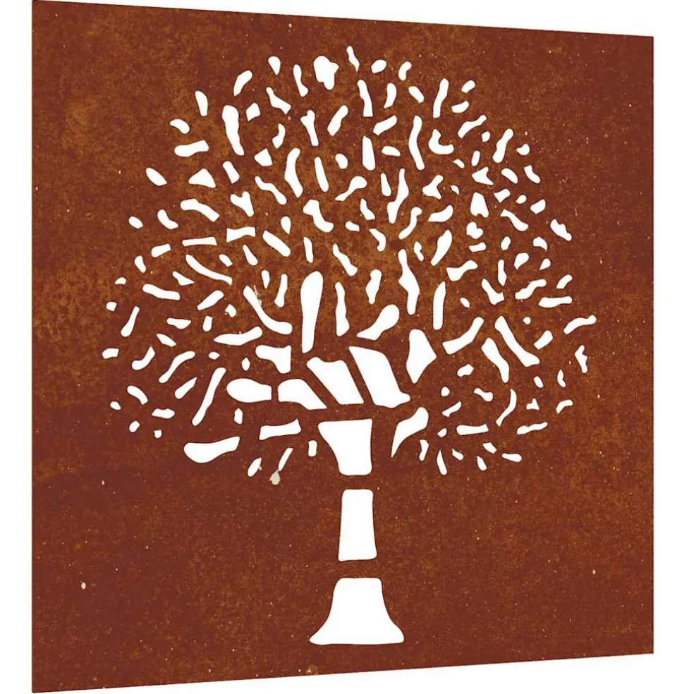 vidaXL Wanddecoratie tuin boomontwerp 55x55 cm cortenstaal
