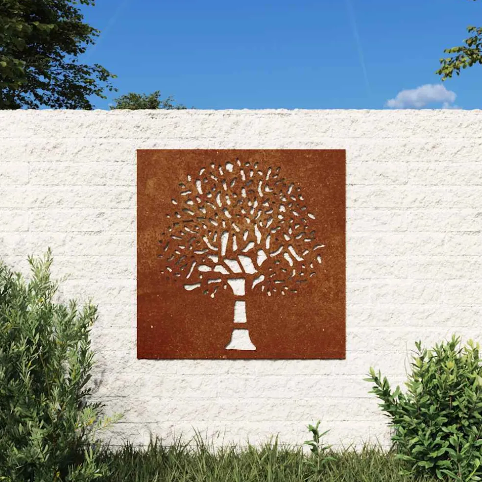 vidaXL Wanddecoratie tuin boomontwerp 55x55 cm cortenstaal