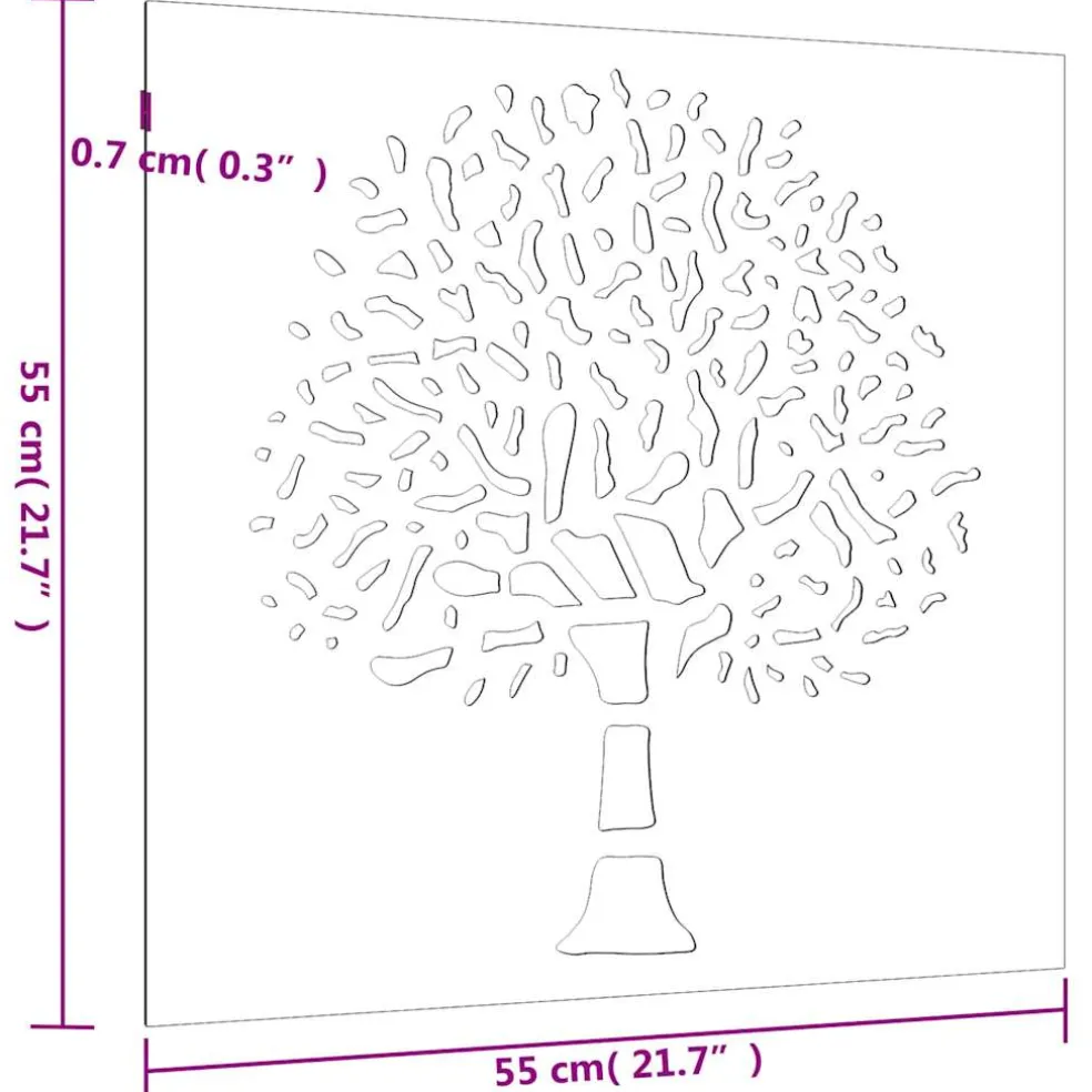 vidaXL Wanddecoratie tuin boomontwerp 55x55 cm cortenstaal