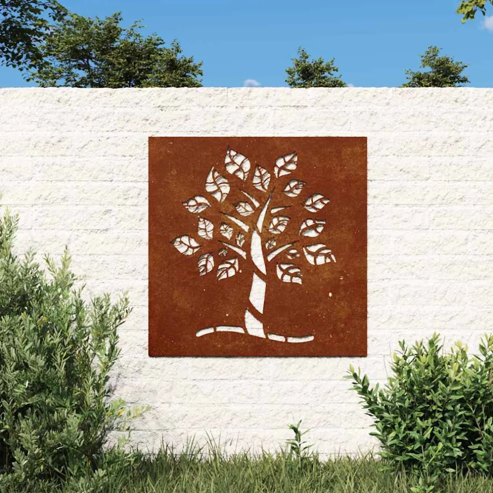 vidaXL Wanddecoratie tuin boomontwerp 55x55 cm cortenstaal