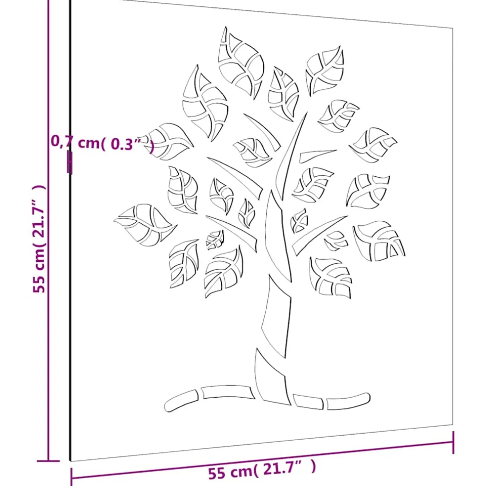 vidaXL Wanddecoratie tuin boomontwerp 55x55 cm cortenstaal
