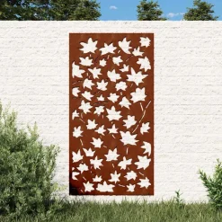 vidaXL Wanddecoratie tuin esdoornbladontwerp 105x55 cm cortenstaal