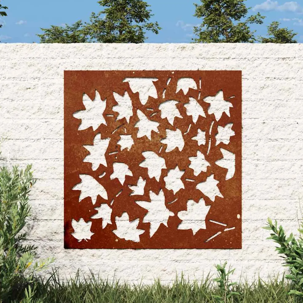 vidaXL Wanddecoratie tuin esdoornbladontwerp 55x55 cm cortenstaal