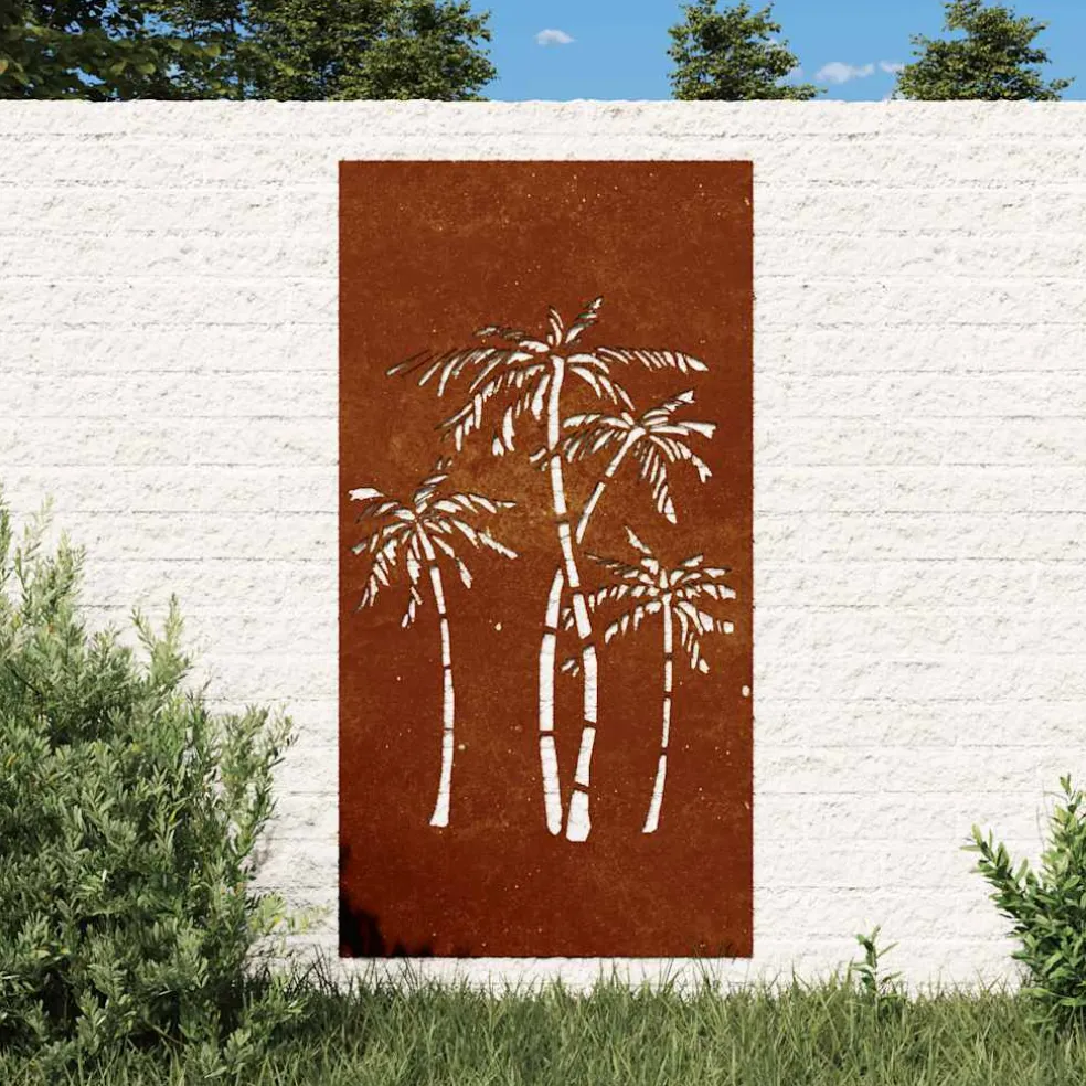 vidaXL Wanddecoratie tuin palmboomontwerp 105x55 cm cortenstaal