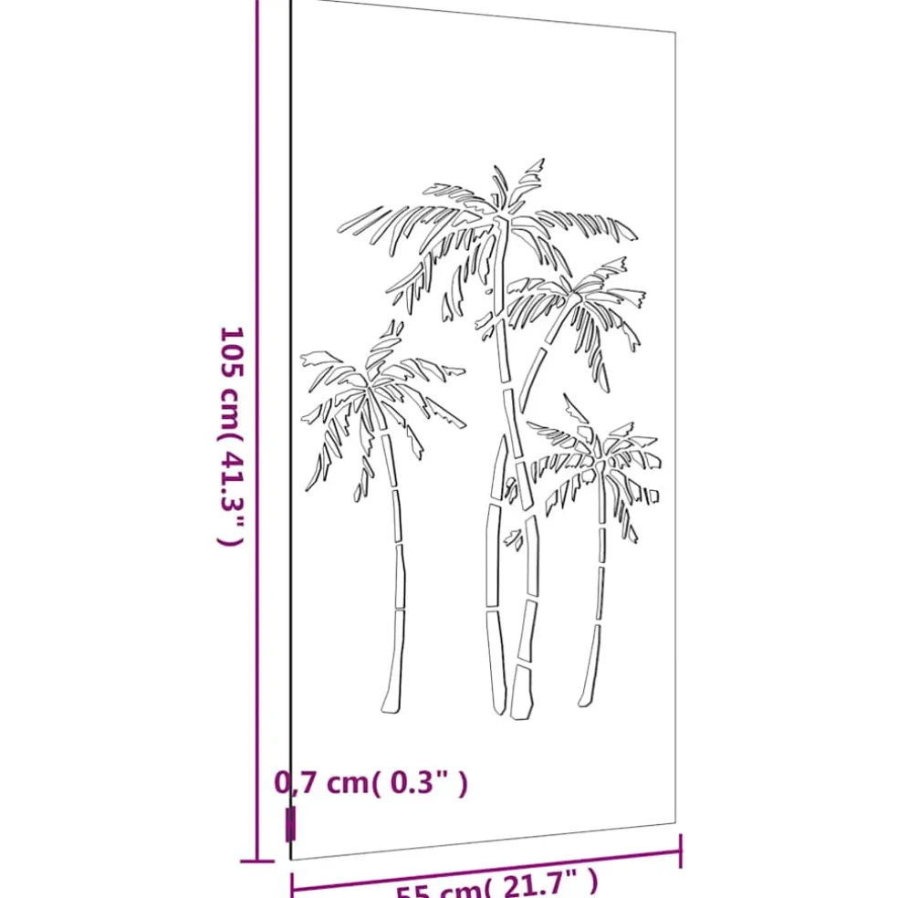 vidaXL Wanddecoratie tuin palmboomontwerp 105x55 cm cortenstaal