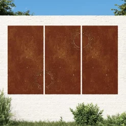vidaXL Wanddecoratie tuin 3 st zonontwerp 105x55 cm cortenstaal