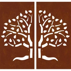 vidaXL Wanddecoratie tuin 2 st boomontwerp 105x55 cm cortenstaal