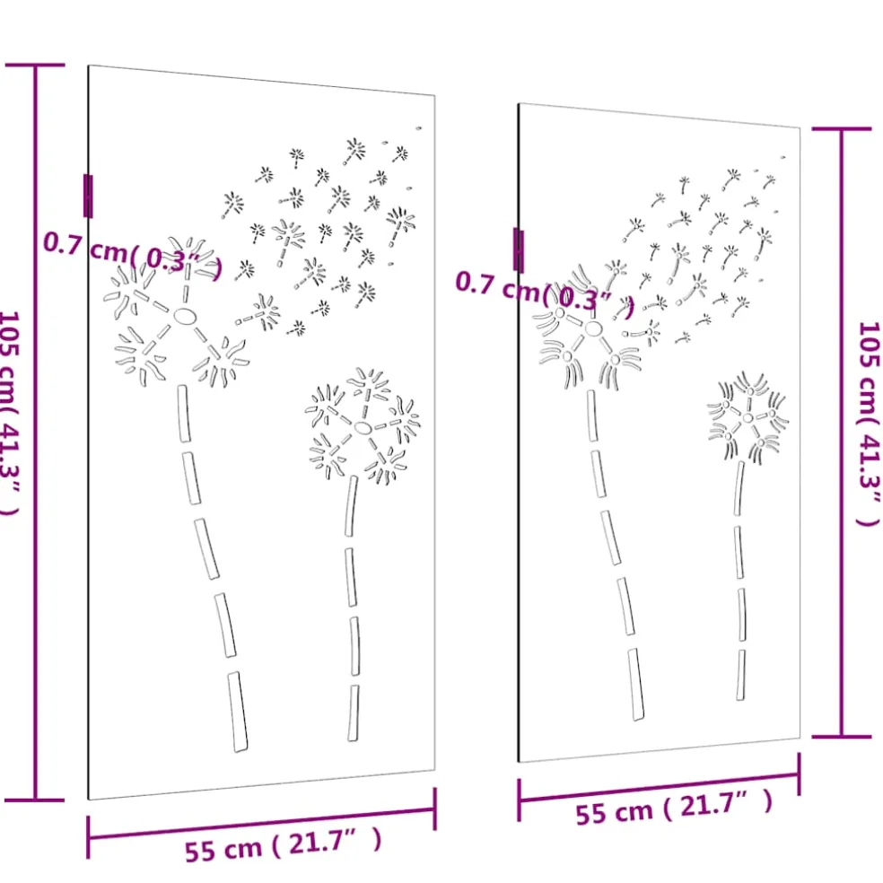 vidaXL Wanddecoratie tuin 2 st bloemenontwerp 105x55 cm cortenstaal