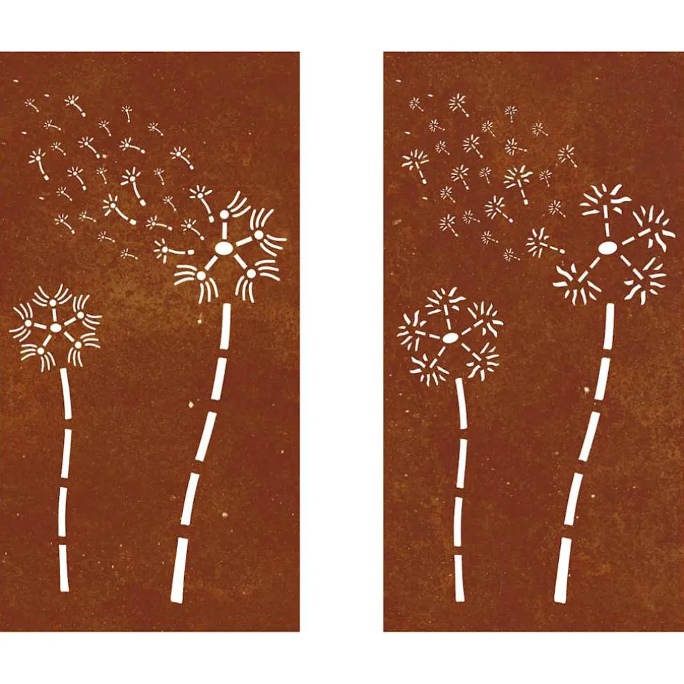 vidaXL Wanddecoratie tuin 2 st bloemenontwerp 105x55 cm cortenstaal