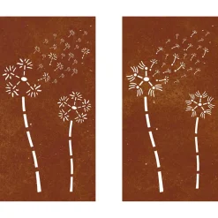 vidaXL Wanddecoratie tuin 2 st bloemenontwerp 105x55 cm cortenstaal