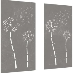 vidaXL Wanddecoratie tuin 2 st bloemenontwerp 105x55 cm cortenstaal